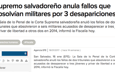 Supremo salvadoreño anula fallos que absolvían militares por 3 desapariciones